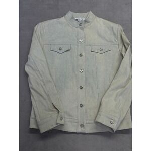 ST JOHN SPORT BY MARIE GRAY Womens Light Blue Cotton Button Up Jacket Size S